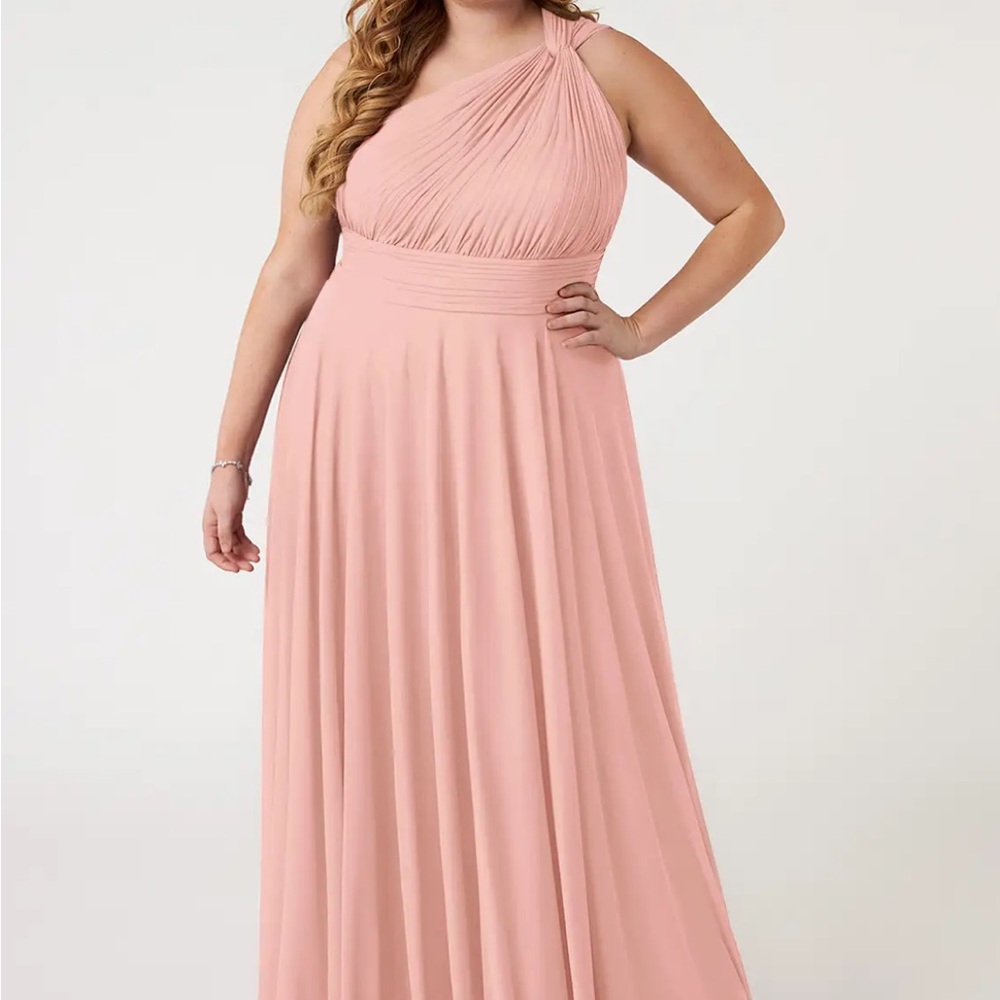 Azazie Blush One-Shoulder Gown